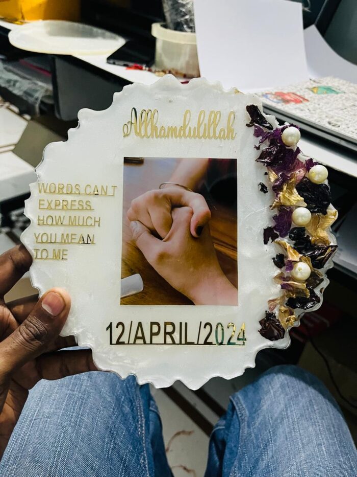 Customised Resin Art With Stand For Best Gift For Newly Married Couple - Image 2