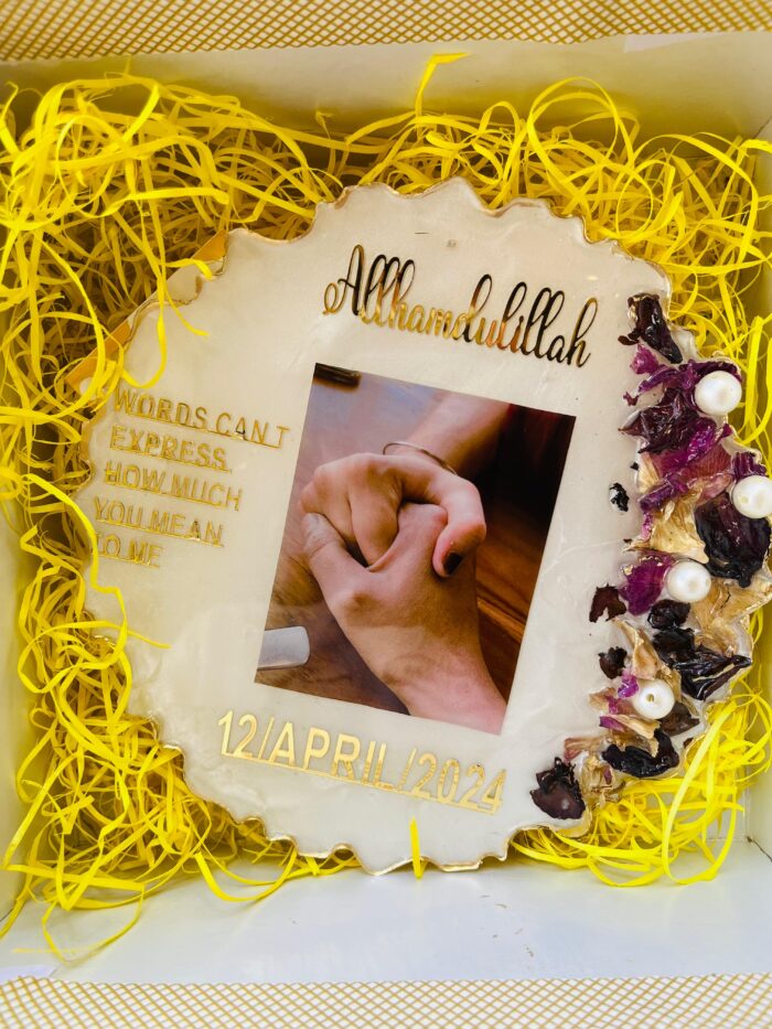 Customised Resin Art With Stand For Best Gift For Newly Married Couple