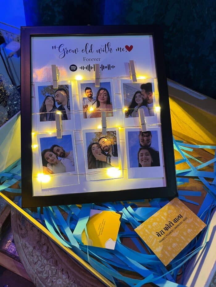 Custom LED photo frame with engraved picture and soft backlight.