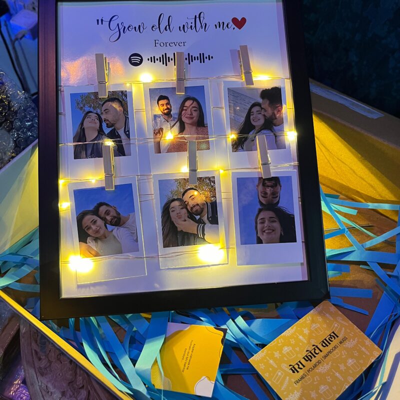 Custom LED photo frame with engraved picture and soft backlight.